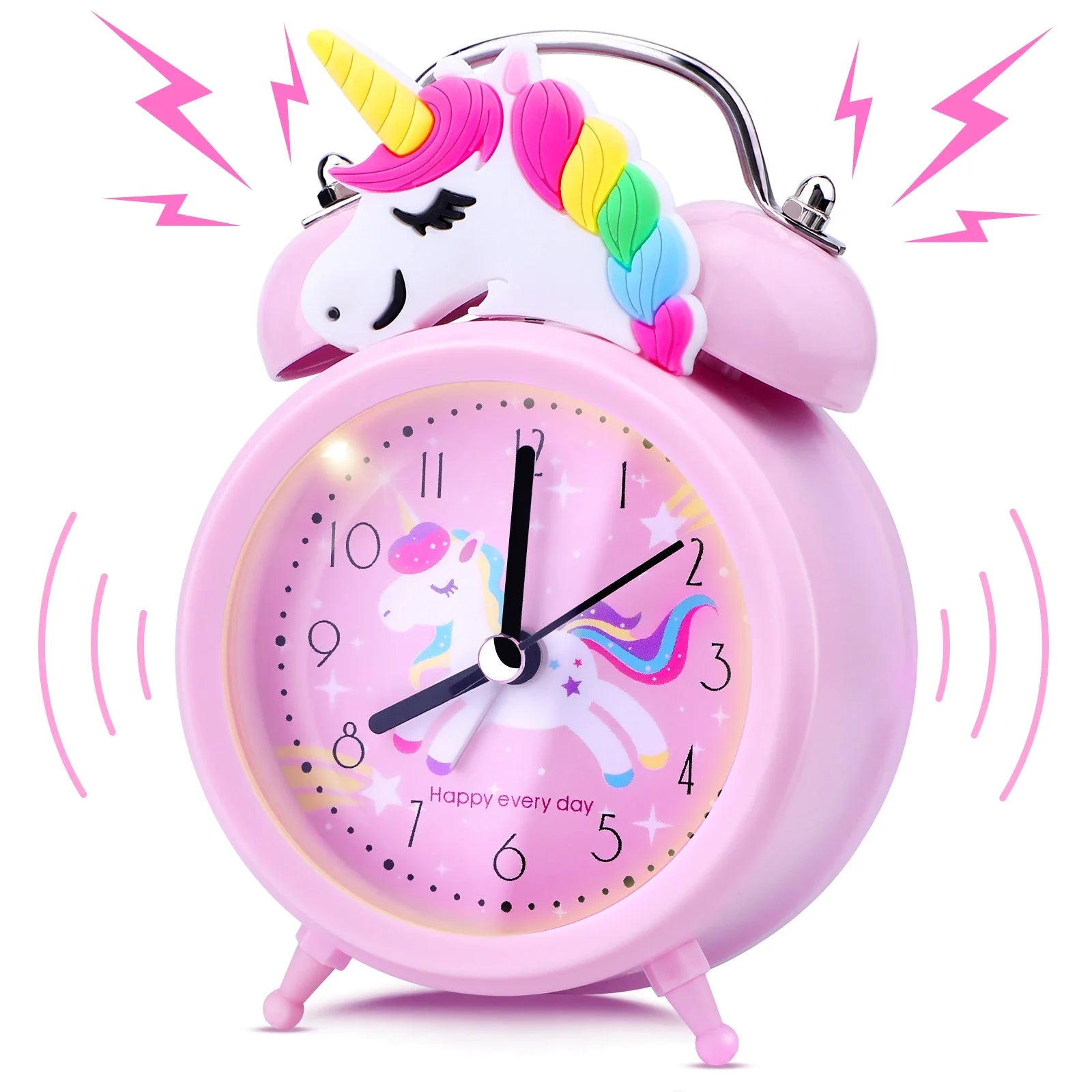Unicorn Alarm Clock for Kids - Dual Bell, Glow Dial, Analog
