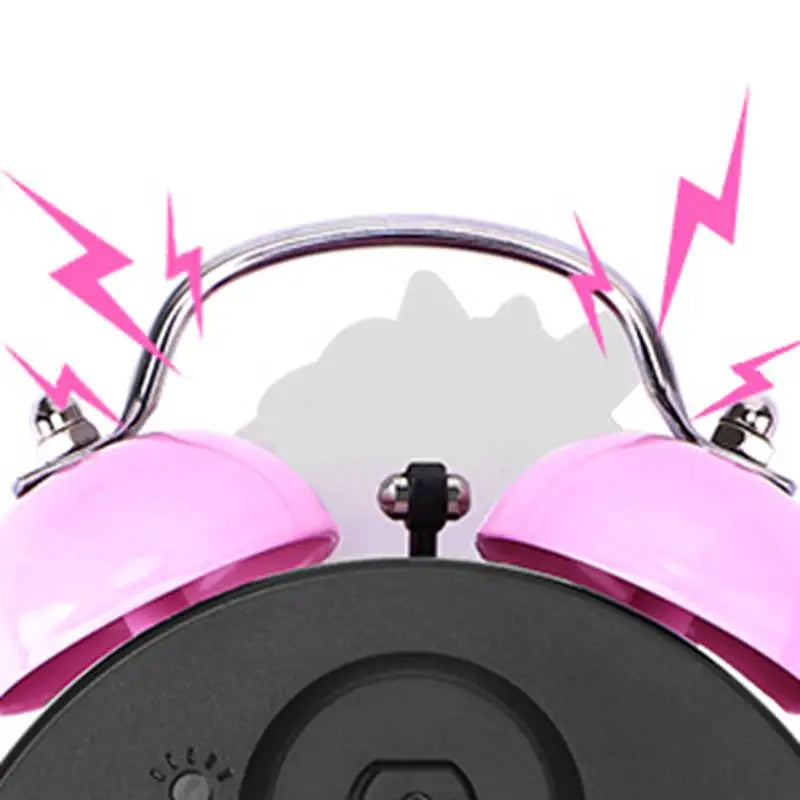 Fuchsia unicorn alarm clock close-up of cartoon design and metal body