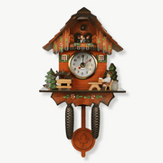 Chalet cuckoo wall clock with swinging pendulum and quartz movement