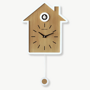 Scandinavian cuckoo wall clock with slow pendulum in brown finish