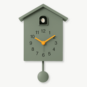 Modern cuckoo wall clock in white with hourly chime feature