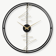 Abstract circle design metal wall clock 60 cm in black finish