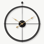 Spherical rings metal wall clock in black with black hands, 20 inch