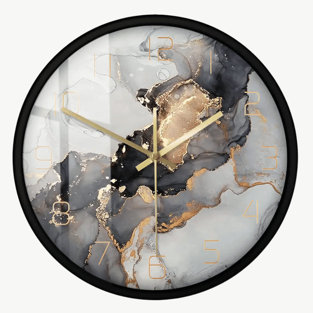 Modern art wall clock with acrylic body, 12 inch diameter, no frame version