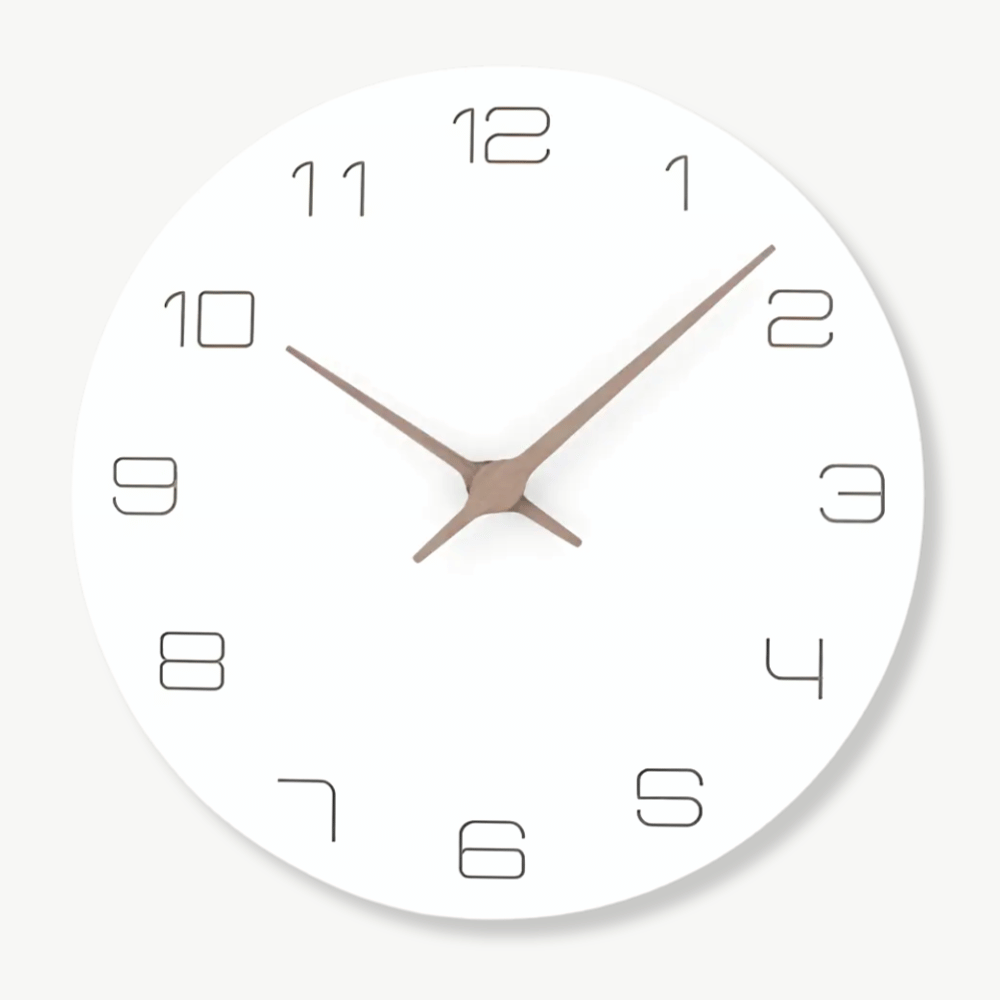 White bamboo wood wall clock 30 cm circular minimalist design