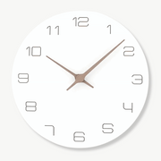 White bamboo wood wall clock 30 cm circular minimalist design
