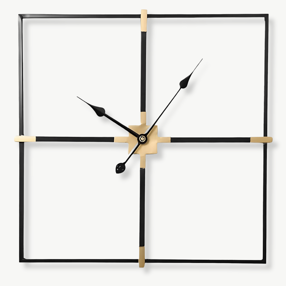 60 cm square minimalist black metal wall clock with analog hands