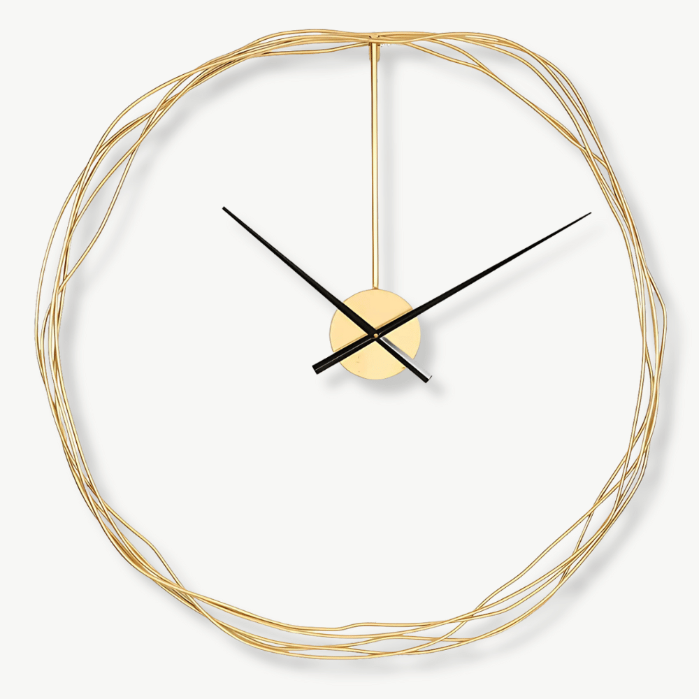 Gold wire circle wall clock 60 cm modern minimalist metal frame