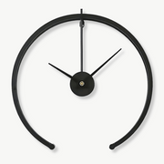 Open circle metal wall clock in black, 20-inch diameter, modern design
