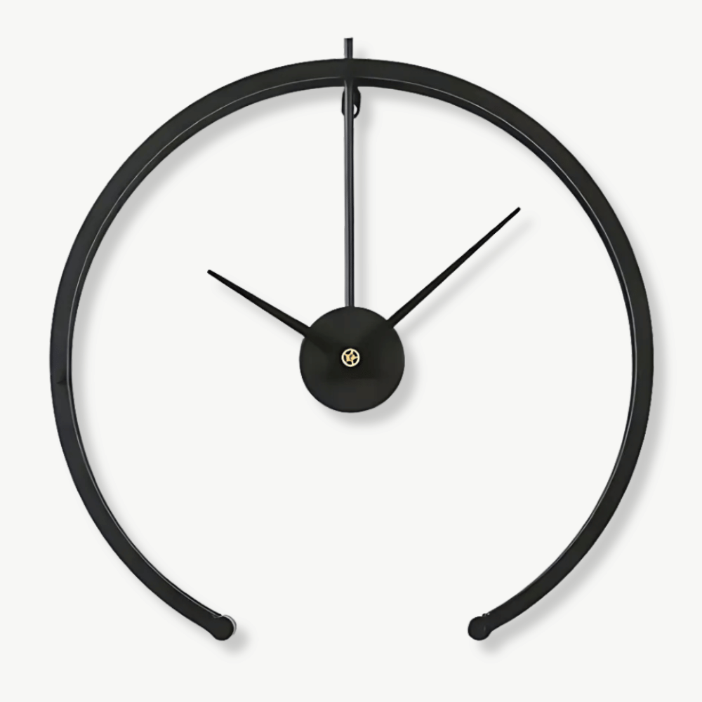 Open circle metal wall clock in black, 20-inch diameter, modern design