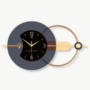 Contemporary design wall clock with silent digital movement on a white living room wall