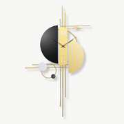 Contemporary luxury geometric metal wall clock 100 x 50 cm in a modern living room