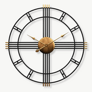 Industrial wall clock with natural wood face and black metal body, 50 cm