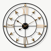 60 cm designer metal wall clock in black and gold finish