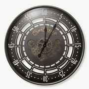 Industrial Spin Time vintage wall clock with rotating gear mechanism, 60 cm diameter