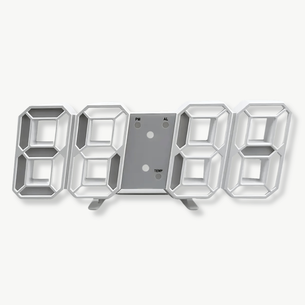 LED digital wall clock showing time temperature and date on bright display