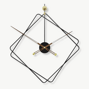 Diamond shape metal wall clock in modern living room