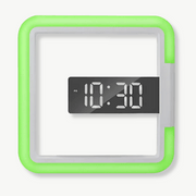 Square LED digital wall clock in white with digital time display