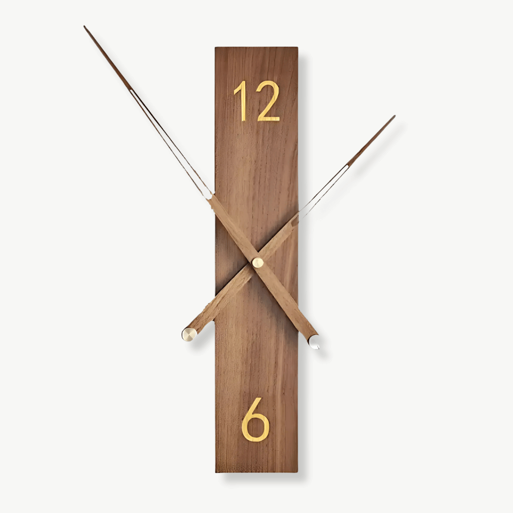 Modern solid wood wall clock made from a real log, 34 cm size