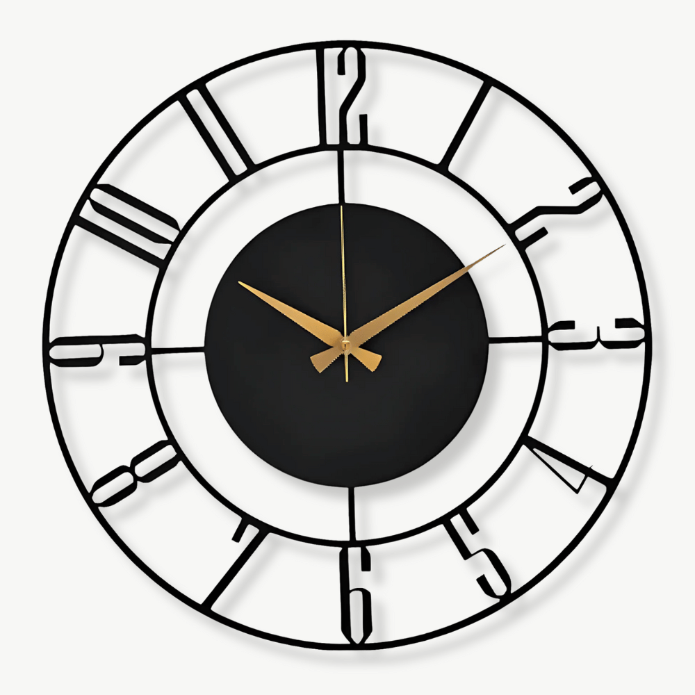 Modern black bamboo wall clock with matte finish, 12 inch round dial