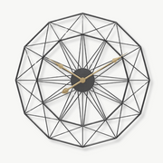 Nordic metal wall clock 20 inch black frame gold hands on white wall