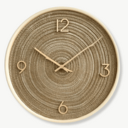 Golden Sand silent wooden wall clock in light brown 30 cm on white wall