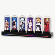Customizable RGB Nixie tube desk clock with solid wood base glowing in multiple colors