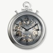 Turning gear wall clock with spinning mechanism and pocket watch design, 40 cm