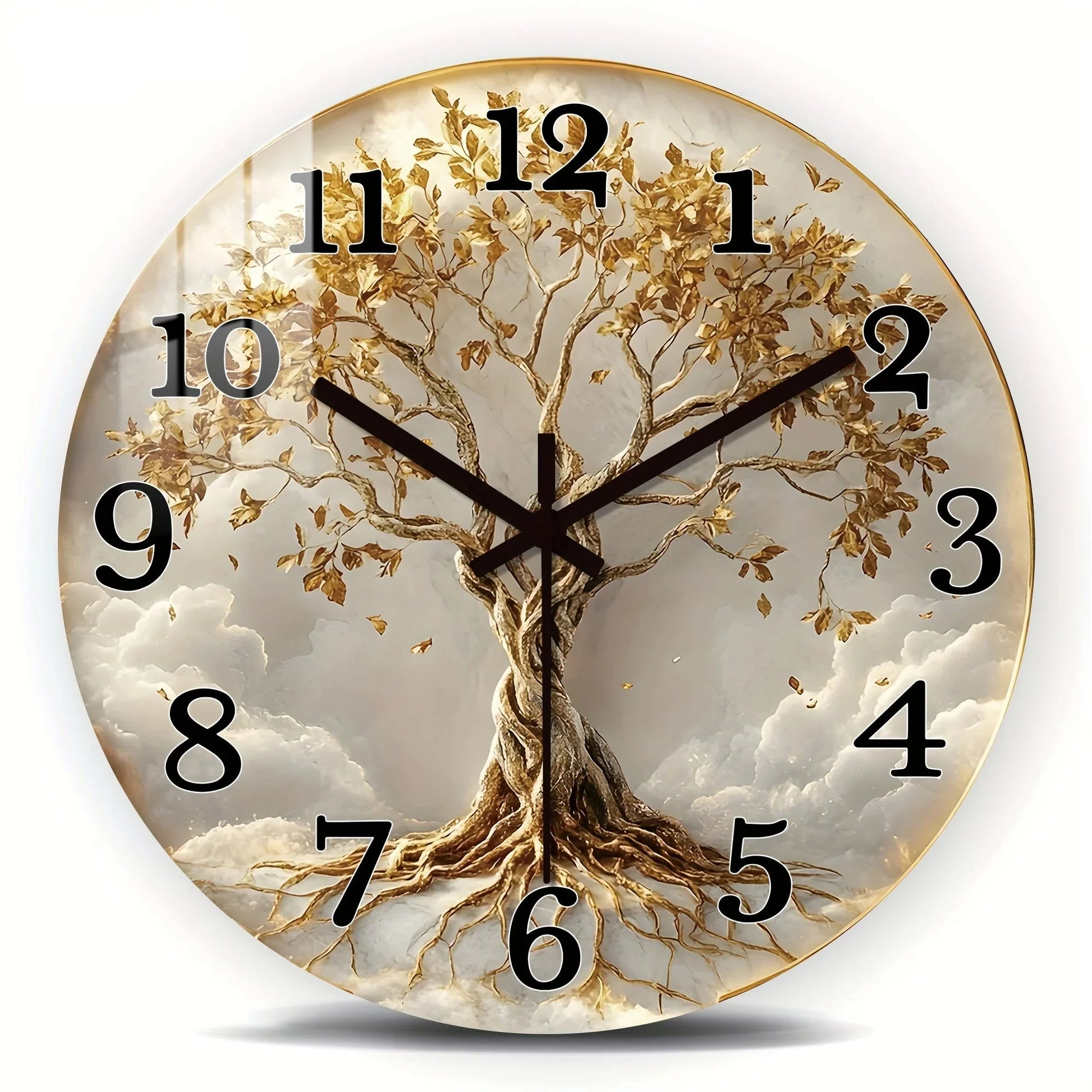 Tree of Life wooden wall clock in natural wood finish, 12 inch round