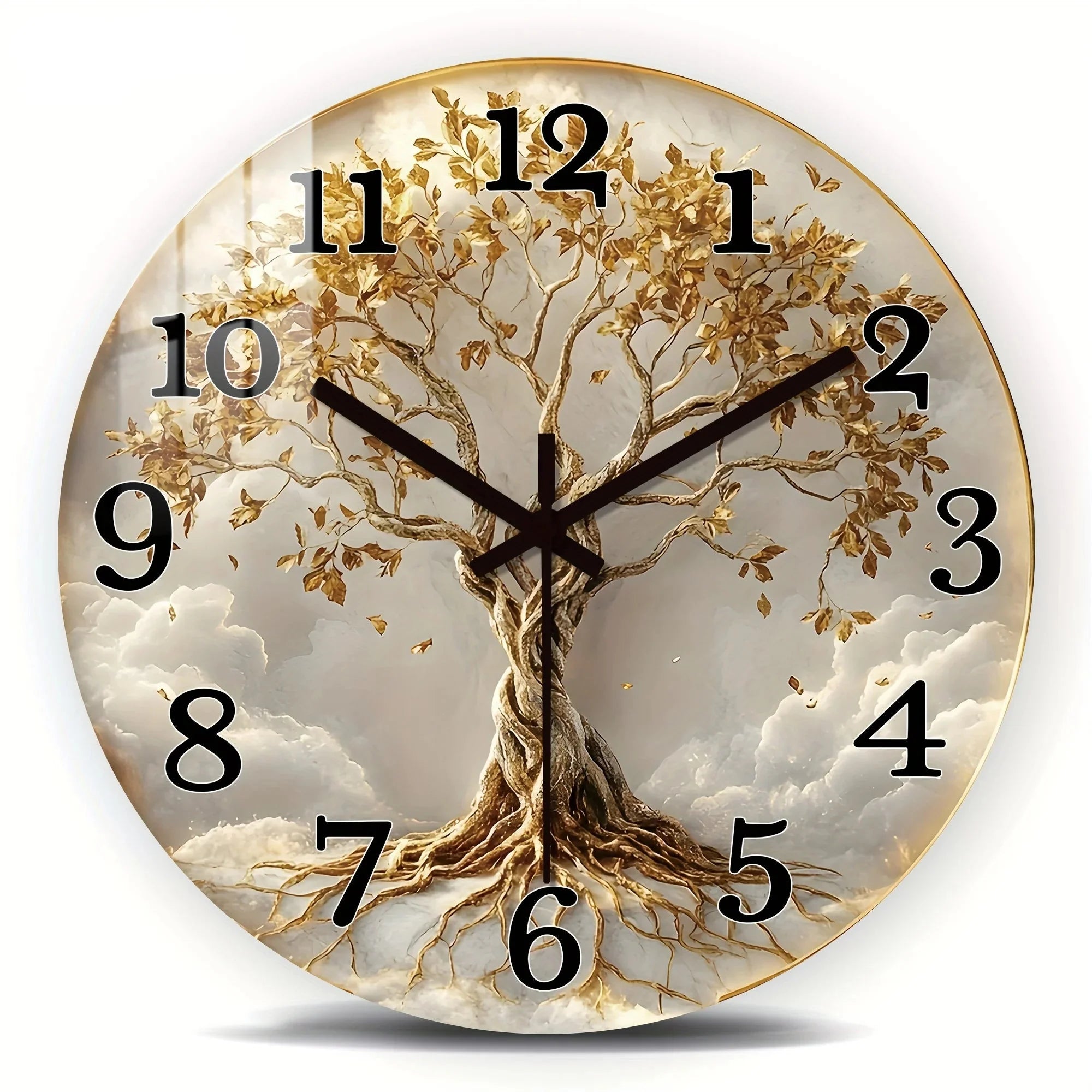 Tree of Life wooden wall clock in natural wood finish, 12 inch round