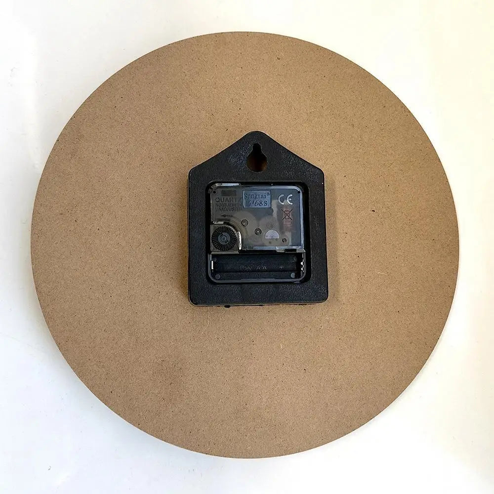 Silent minimalist wood wall clock with 2D flat tree of life design