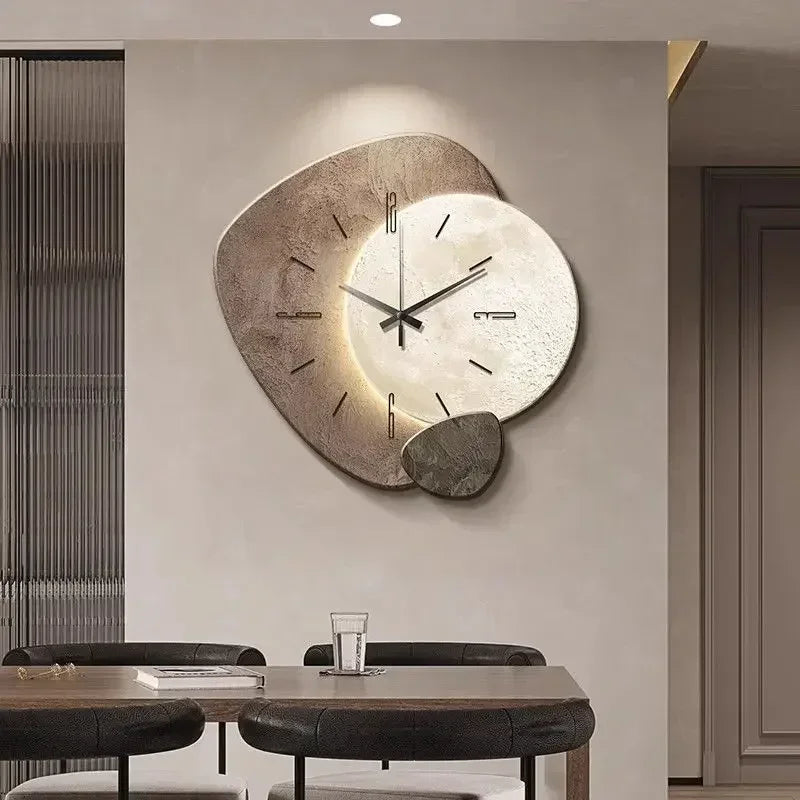 Square LED wall clock 60x60 cm glowing in a contemporary interior