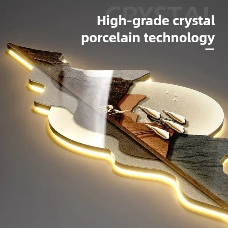 LED wall clock warm ambient light in a dark room setting