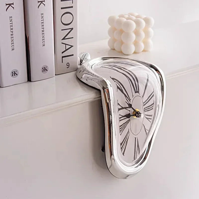 Surrealist Wall Clock with Plexiglas Mirror - Salvador Dali Style