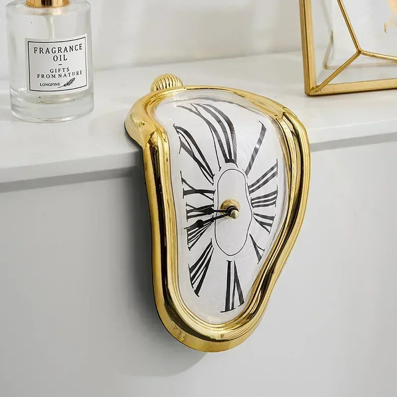 Surrealist Wall Clock with Plexiglas Mirror - Salvador Dali Style