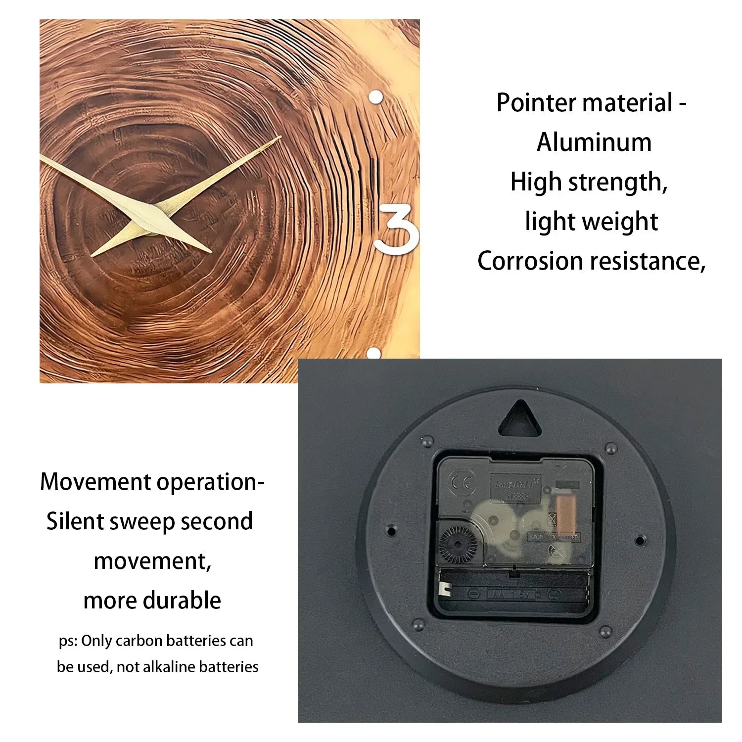 Natural Wood Wall Clock with Silent Quartz Movement