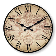 Wooden compass wall clock with natural wood finish and nautical design