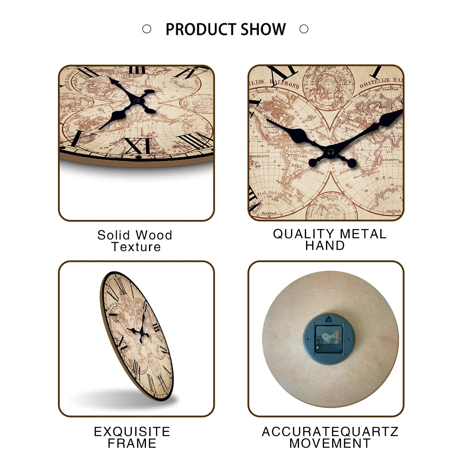 Wooden nautical wall clock in four available sizes