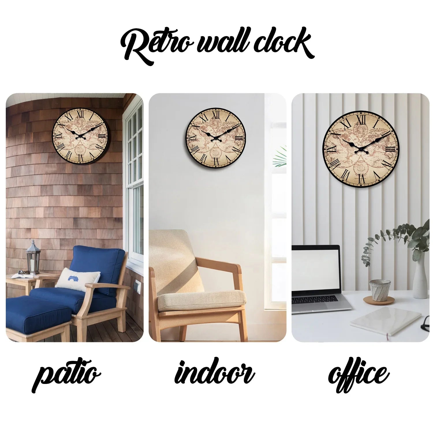 Wooden Compass Wall Clock - Nautical Decor Silent Quartz
