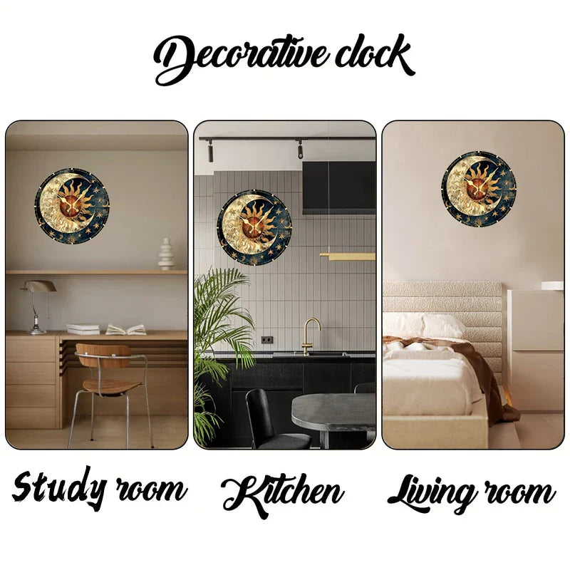 CasaClock celestial wood wall clock front view