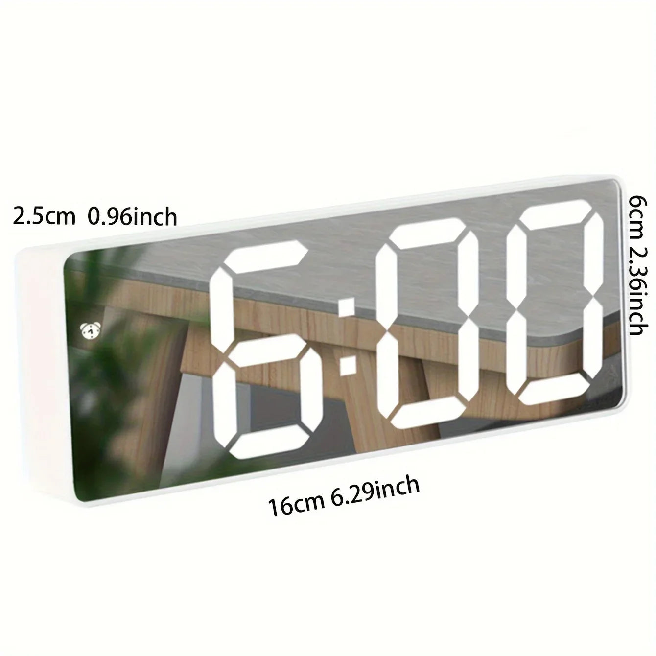 LED Mirror Digital Clock with Temperature Display - Desk and Dorm