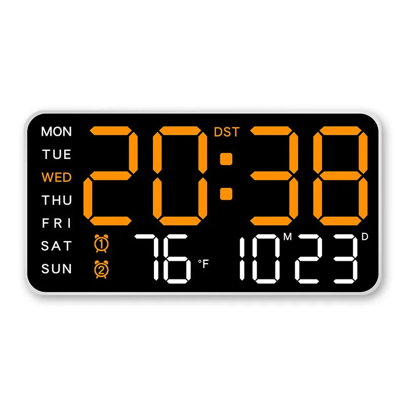 Digital Wall Clock with Full Display, Remote Control and Dual Alarm