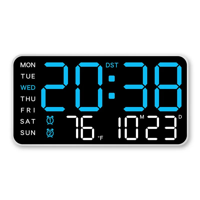 Digital Wall Clock with Full Display, Remote Control and Dual Alarm