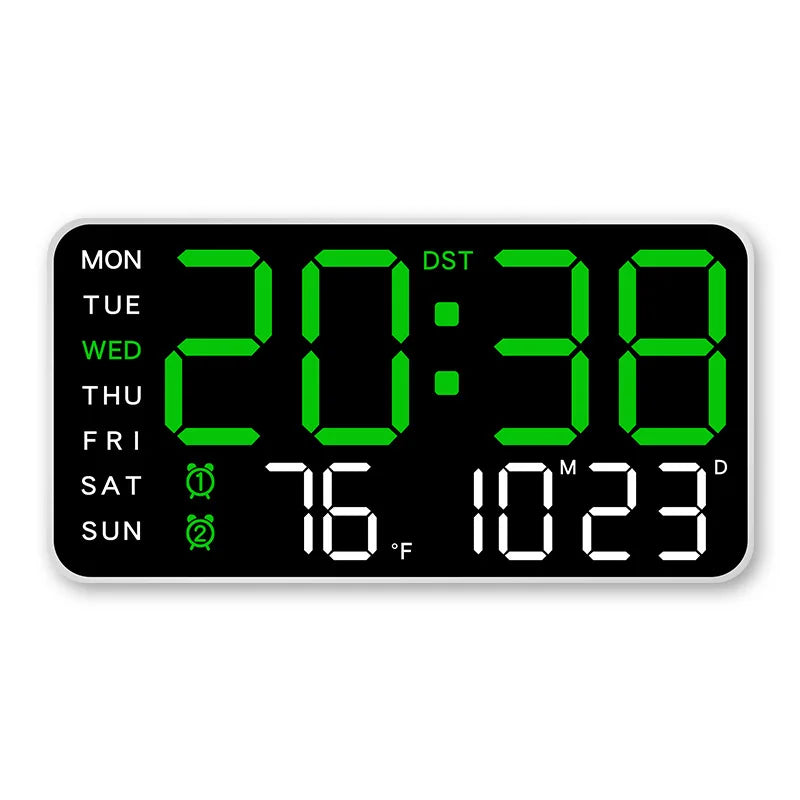 Digital Wall Clock with Full Display, Remote Control and Dual Alarm