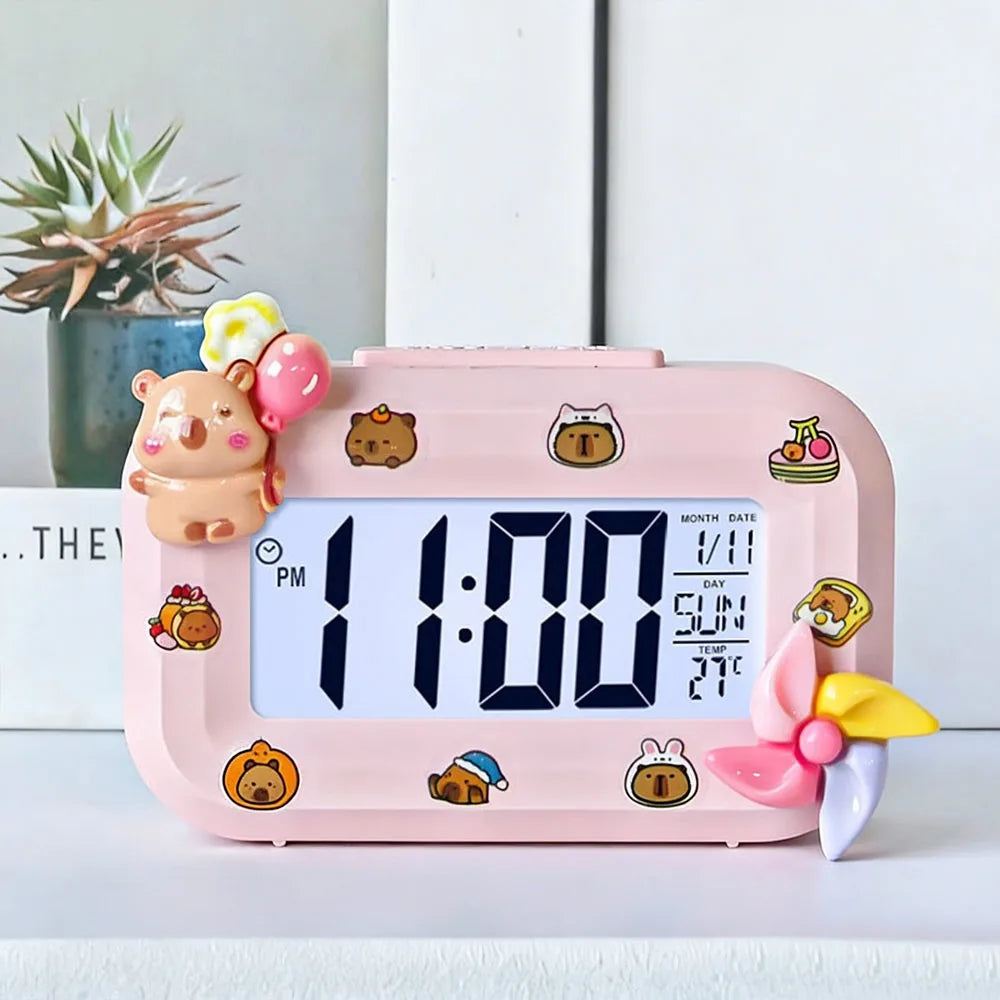 LED Digital Wall Clock with Temperature Sensor - Mini Design