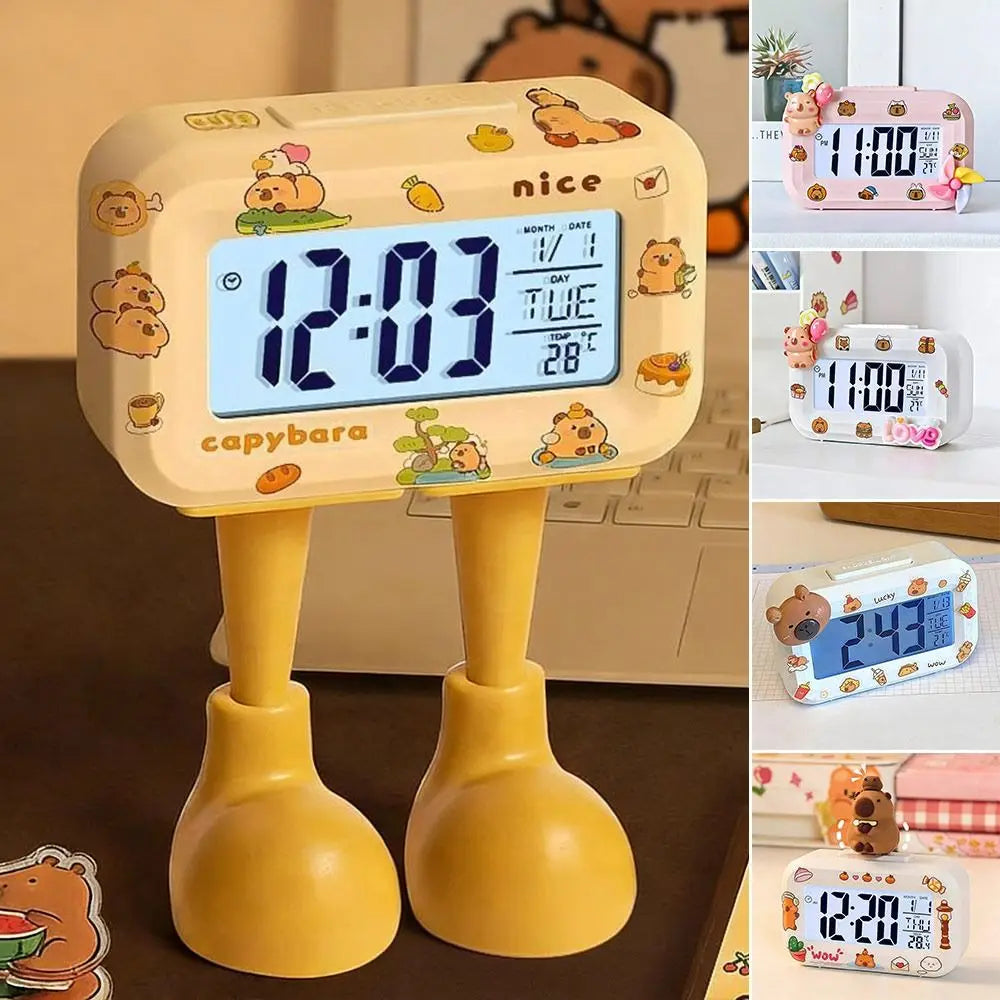 Small decorative digital clock with LED display for bedroom or desk