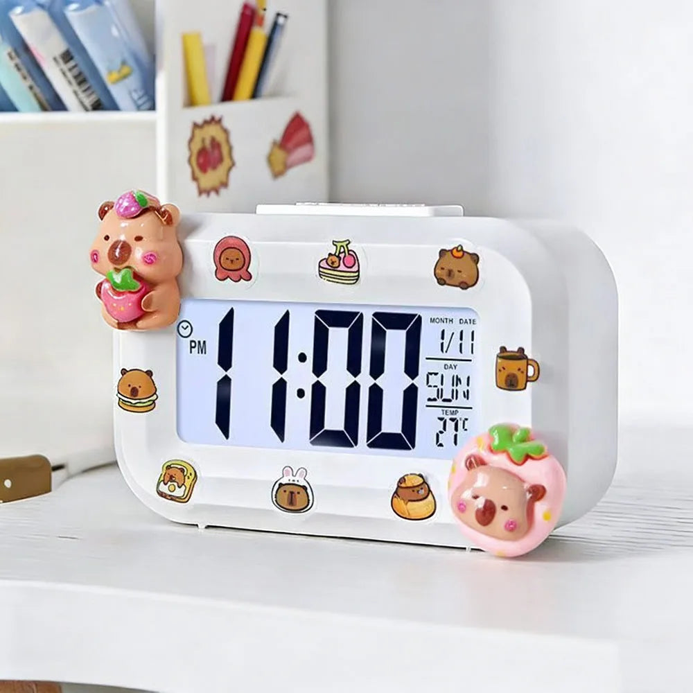 LED Digital Wall Clock with Temperature Sensor - Mini Design