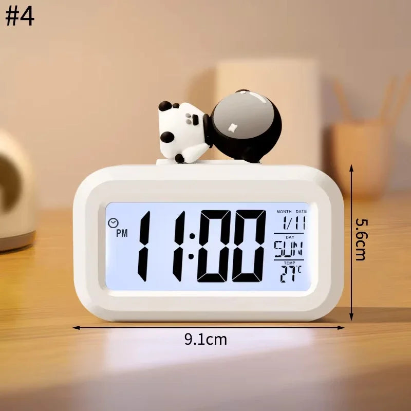 Close-up of LED display on pig-shaped alarm clock