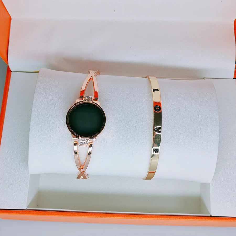 Elegant LED Touch Women's Watch with Vegan Leather Band