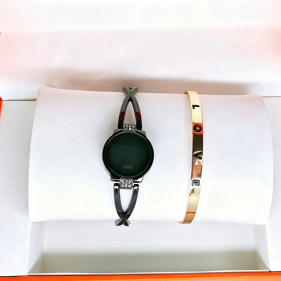 Elegant LED Touch Women's Watch with Vegan Leather Band